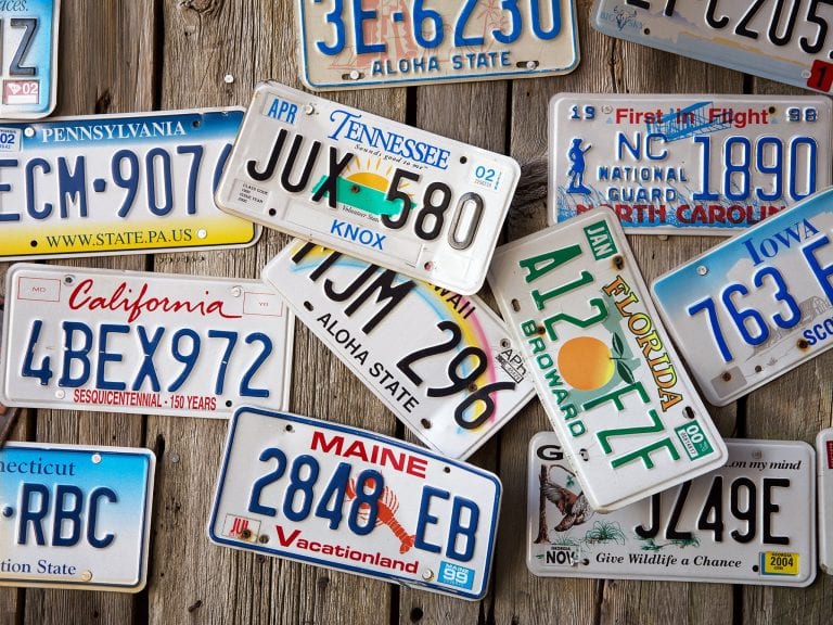 OUT OF STATE PLATES AND CALIFORNIA PLATES. 